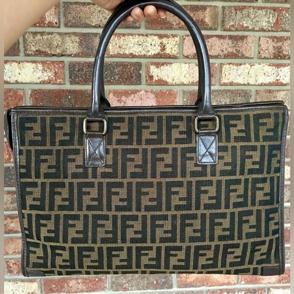 💎Auth🦢RARE🦢💎FENDI ZUCCA Zucchino FF Monogram Crossbody Tote Shoulder Bag🦋✨ - Picture 3 of 7
